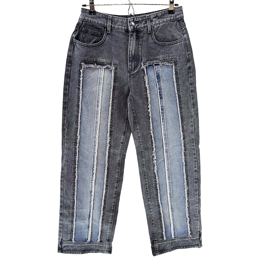 NWT • PRETTY LITTLE THING 2-tone Wide Leg High Rise Jeans • 6 • gray, blue‎